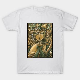 Forest Angel and Siamese Cat - Black Outline Version T-Shirt